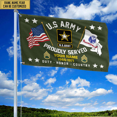 US Army Personalized American Flag, Gift For Him Military, Army Veteran Grommet Flag