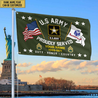 US Army Personalized American Flag, Gift For Him Military, Army Veteran Grommet Flag