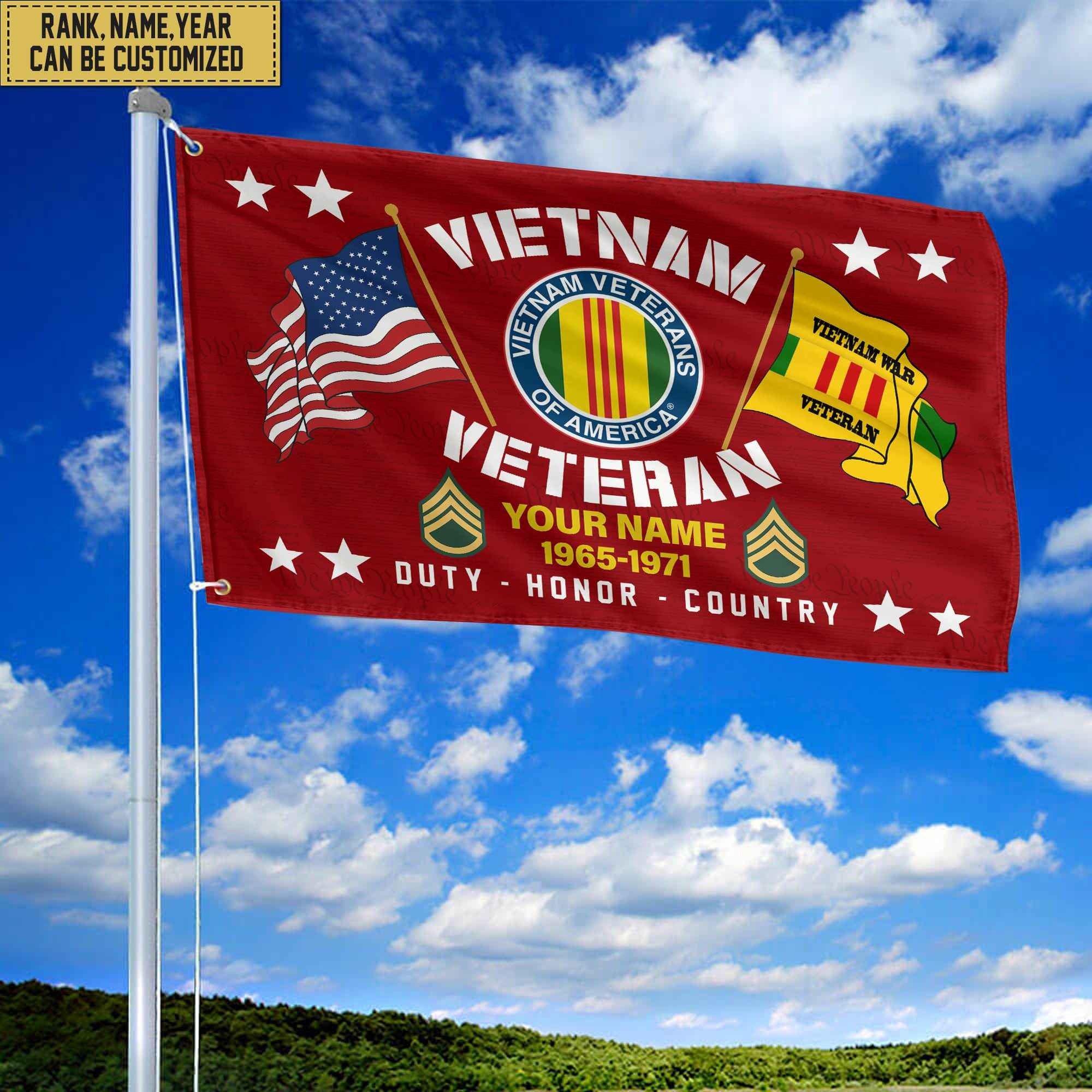Vietnam Veteran Personalized American Flag, Gift For Him Military, Vietnam Veteran Grommet Flag