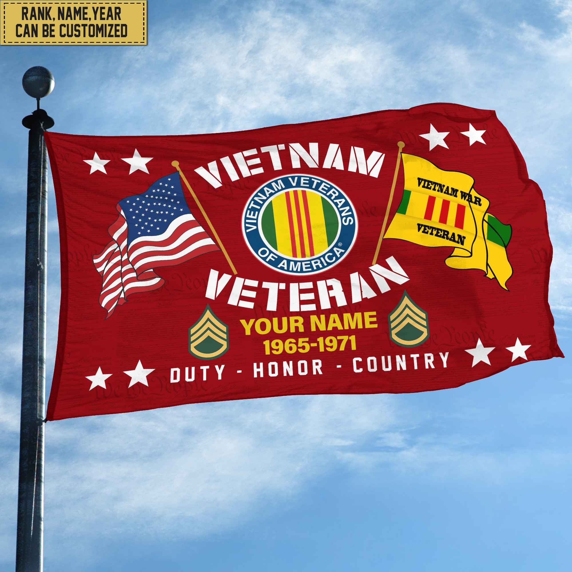 Vietnam Veteran Personalized American Flag, Gift For Him Military, Vietnam Veteran Grommet Flag