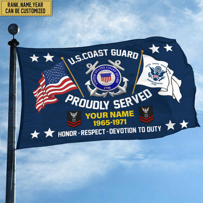 USCG Veteran Personalized American Flag, Gift For Him Military, Coast Guard Veteran Grommet Flag
