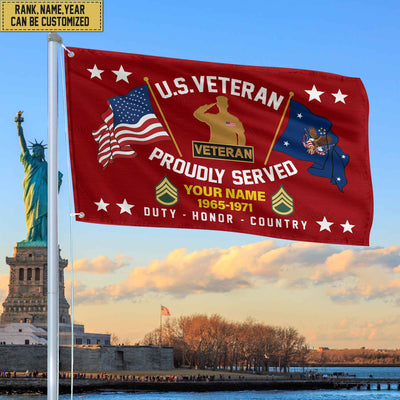 US Veteran Personalized American Flag, Gift For Him Military, US Veteran Grommet Flag
