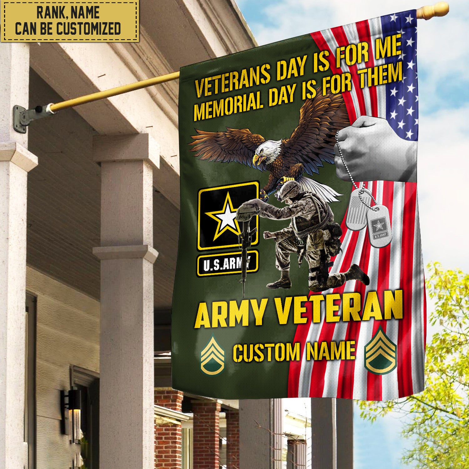 Customized US Army American Flag, Patriotic Flag, Gift For Army Veteran, Garden Flag - House Flag