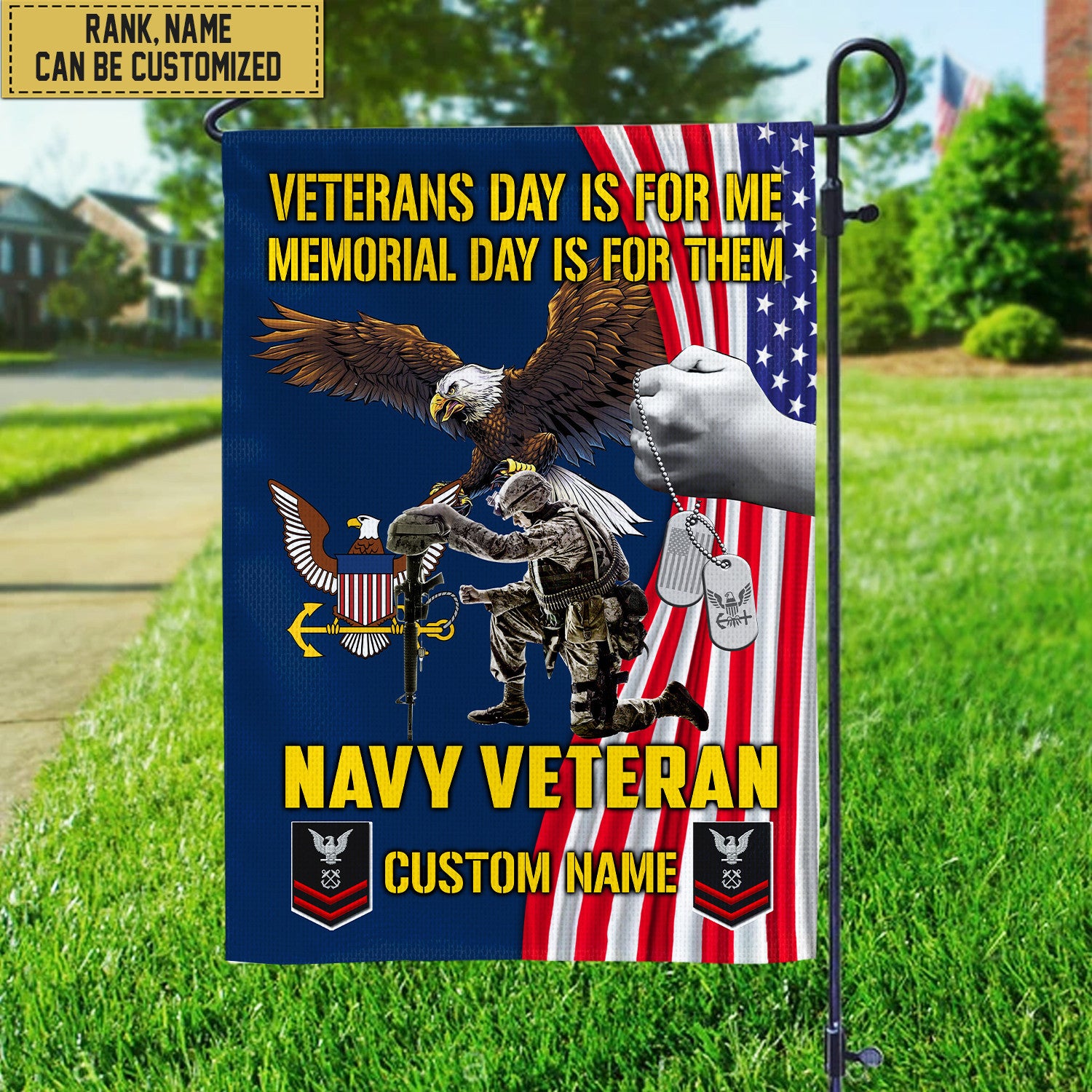 Customized US Navy American Flag, Patriotic Flag, Gift For Navy Veteran, Garden Flag - House Flag