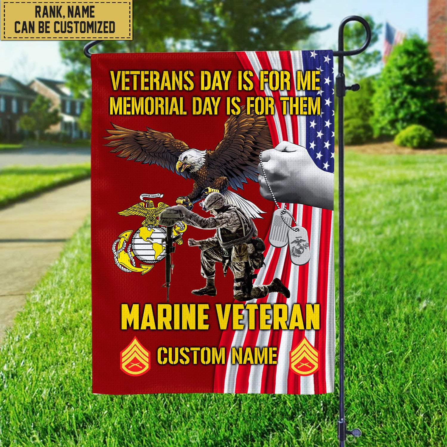 Customized USMC American Flag, Patriotic Flag, Gift For Marine Veteran, Garden Flag - House Flag