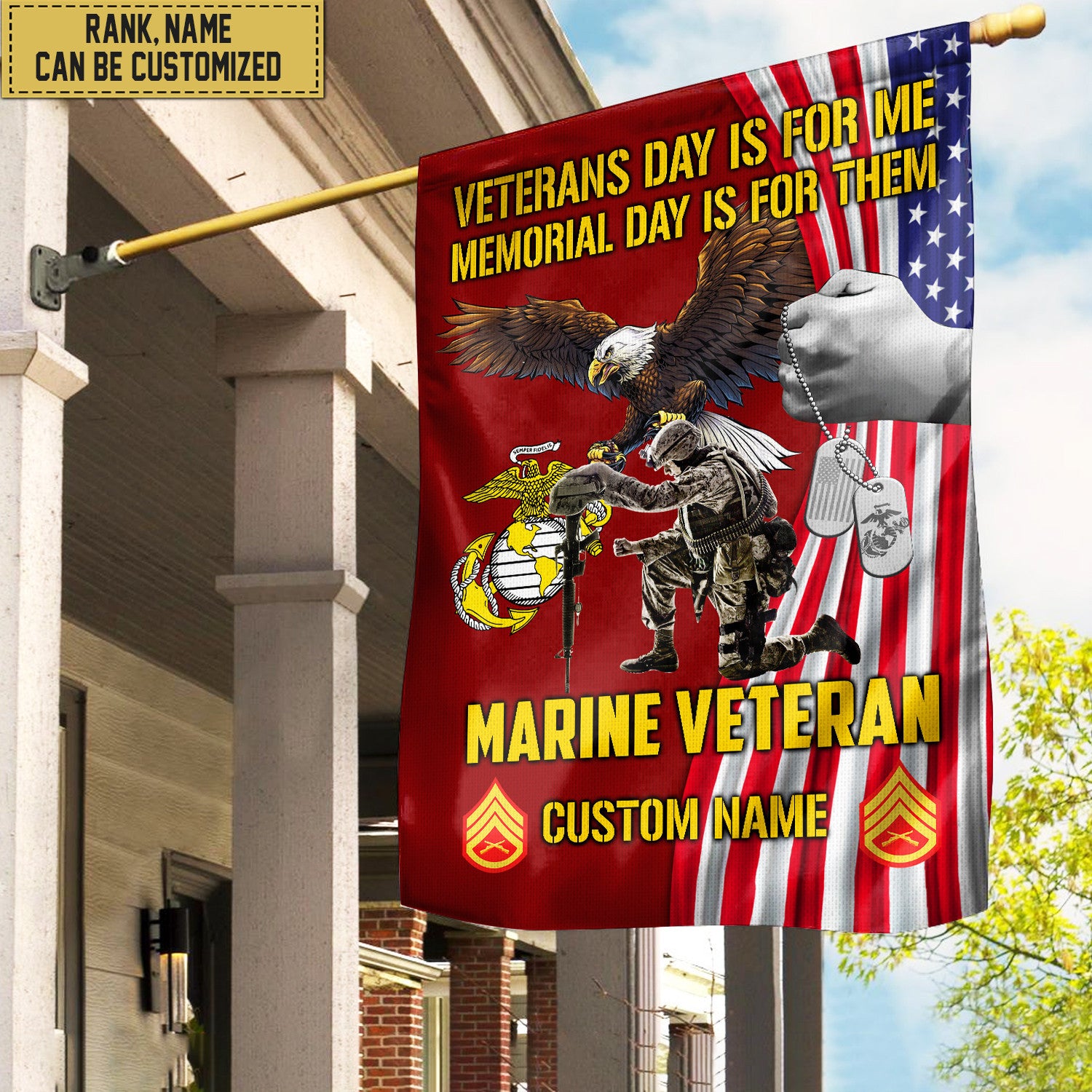 Customized USMC American Flag, Patriotic Flag, Gift For Marine Veteran, Garden Flag - House Flag