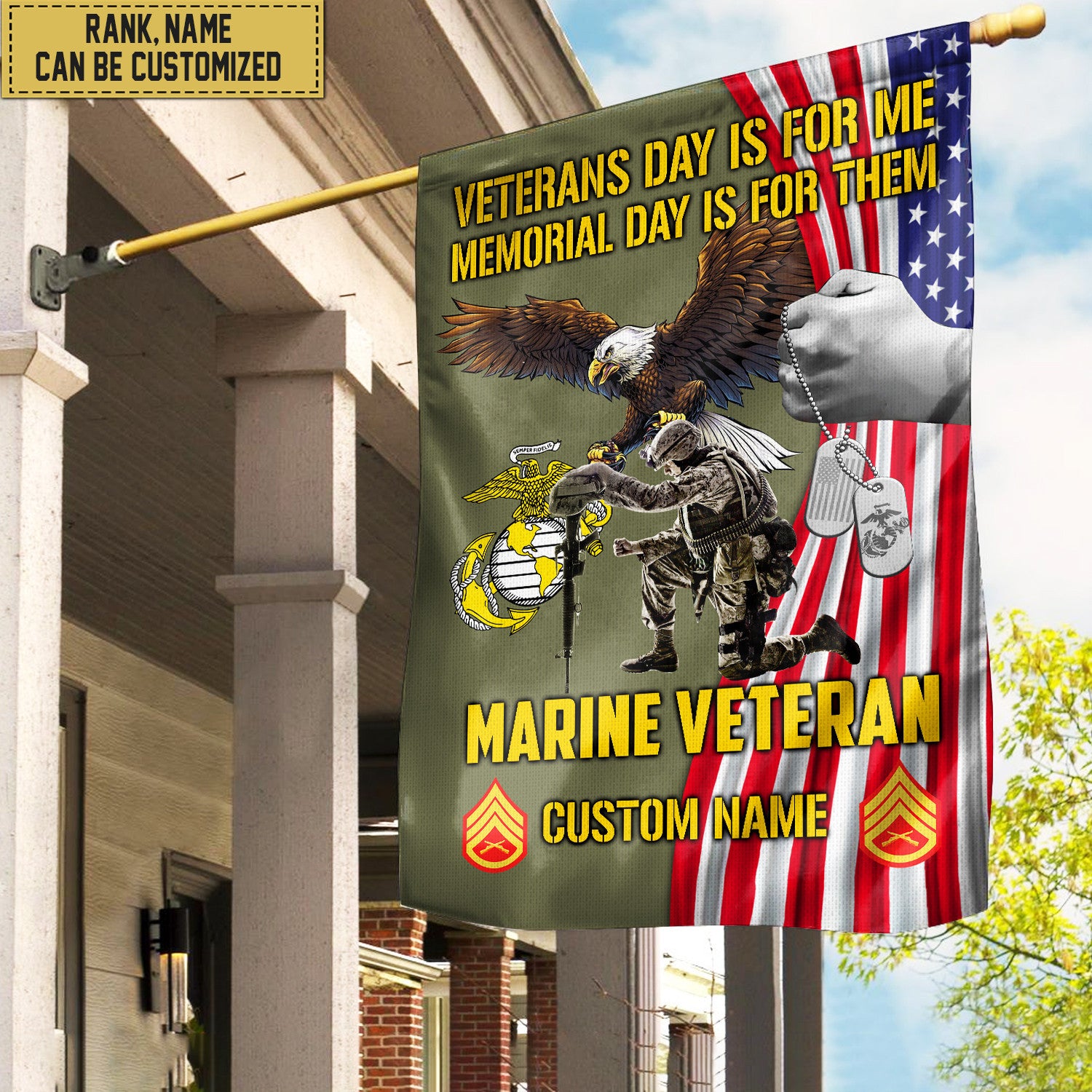 Customized USMC American Flag, Patriotic Flag, Gift For Marine Veteran, Garden Flag - House Flag