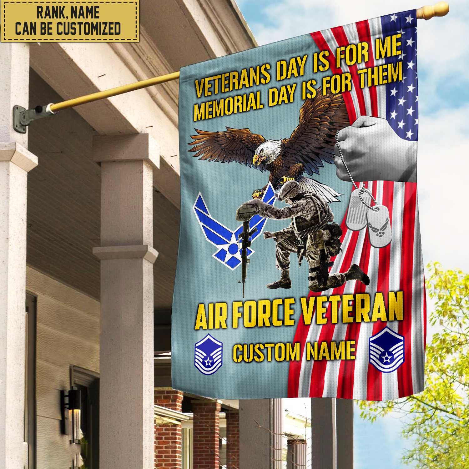 Customized USAF American Flag, Patriotic Flag, Gift For Air Force Veteran, Garden Flag - House Flag