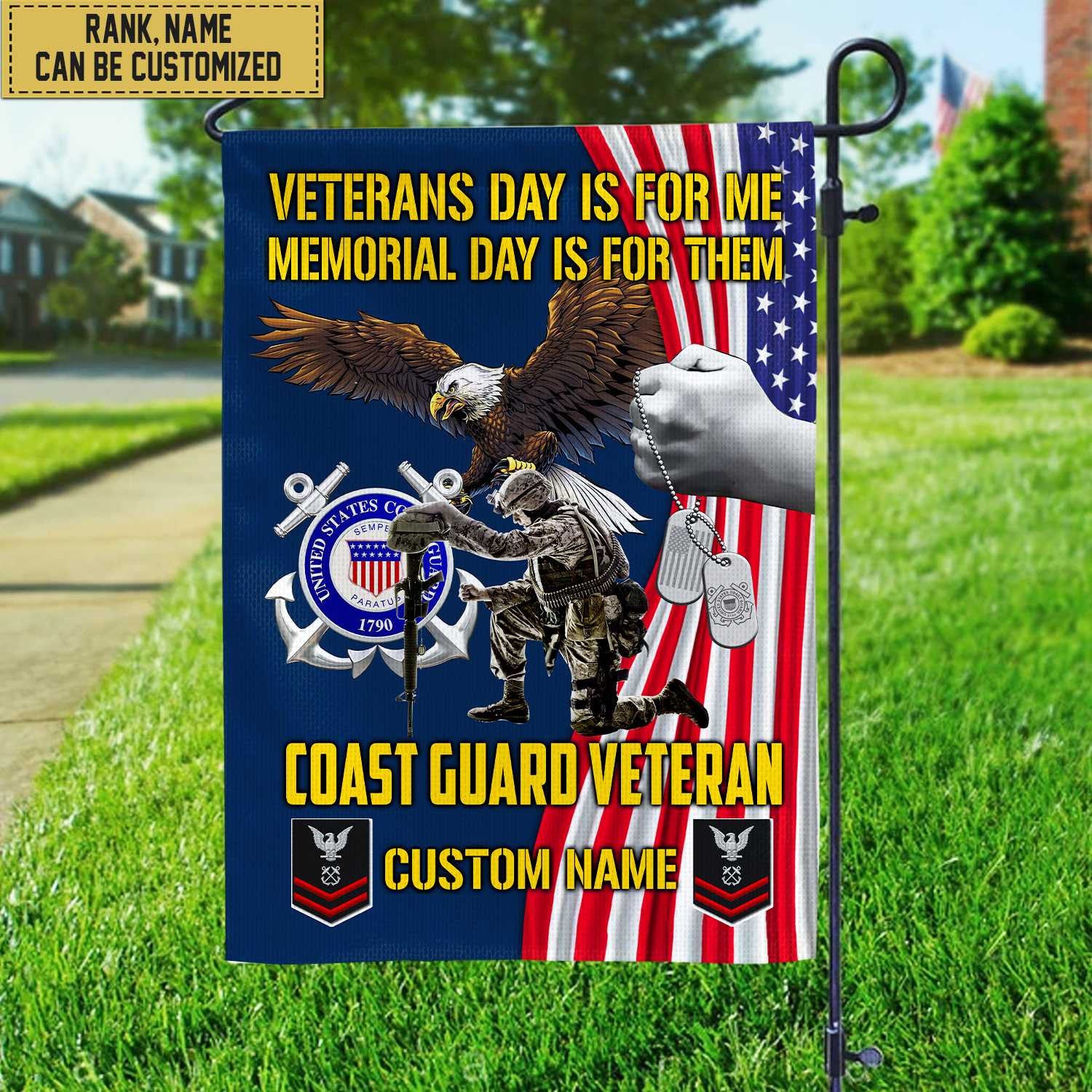 Customized USCG American Flag, Patriotic Flag, Gift For Coast Guard Veteran, Garden Flag - House Flag