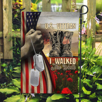 I Walked The Walk US Veteran Flag, Patriotic Flag, Gift For US Veteran, Garden Flag - House Flag