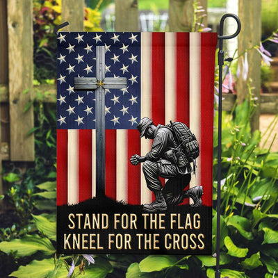 Stand For The Flag, Kneel For The Cross US Veteran Flag, Patriotic Flag, Gift For US Veteran, Garden Flag - House Flag