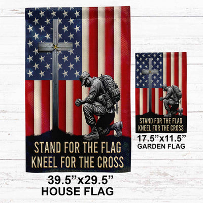 Stand For The Flag, Kneel For The Cross US Veteran Flag, Patriotic Flag, Gift For US Veteran, Garden Flag - House Flag