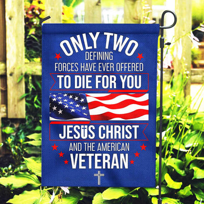 Only Two Defining Forces Have Ever Offered To Die For You US Veteran Flag, Patriotic Flag, Gift For US Veteran, Garden Flag - House Flag
