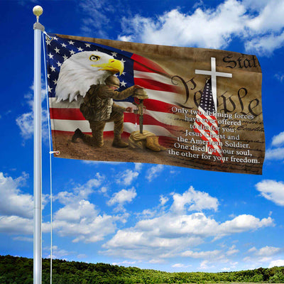 Only Two Defining Forces Have Ever Offered To Die For You US Veteran Personalized American Flag, Gift For Him Military, US Veteran Grommet Flag