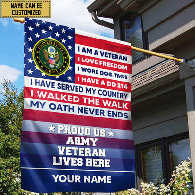 US Army Personalized American Flag, Gift For US Military Veteran, US Army Veteran Grommet Flag, Garden Flag, House Flag