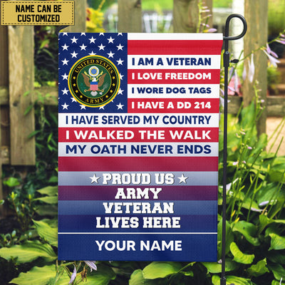 US Army Personalized American Flag, Gift For US Military Veteran, US Army Veteran Grommet Flag, Garden Flag, House Flag