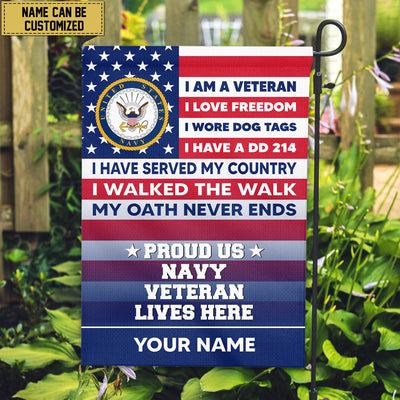 US Navy Personalized American Flag, Gift For US Military Veteran, US Navy Veteran Grommet Flag, Garden Flag, House Flag