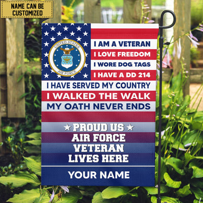 USAF Personalized American Flag, Gift For US Military Veteran, US Air Force Veteran Grommet Flag, Garden Flag, House Flag