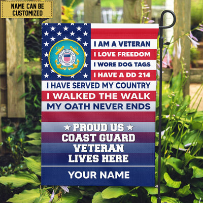 USCG Personalized American Flag, Gift For US Military Veteran, US Coast Guard Veteran Grommet Flag, Garden Flag, House Flag