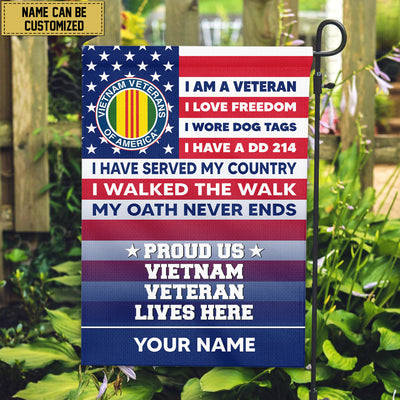 Vietnam Veteran Personalized American Flag, Gift For US Military Veteran, Vietnam Veteran Grommet Flag, Garden Flag, House Flag