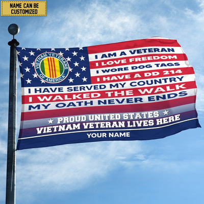 Vietnam Veteran Personalized American Flag, Gift For US Military Veteran, Vietnam Veteran Grommet Flag, Garden Flag, House Flag