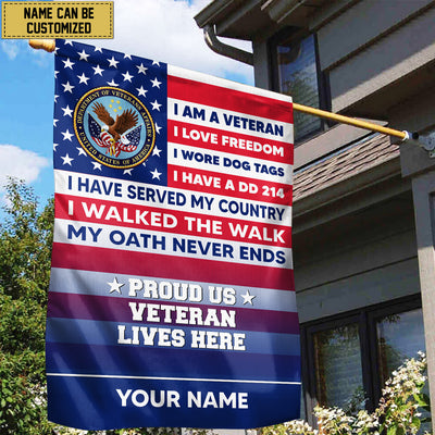 US Veteran Personalized American Flag, Gift For US Military Veteran, US Veteran Grommet Flag, Garden Flag, House Flag