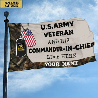 US Army Personalized American Flag, Gift For Army Veteran, US Veteran Grommet Flag, Garden Flag, House Flag