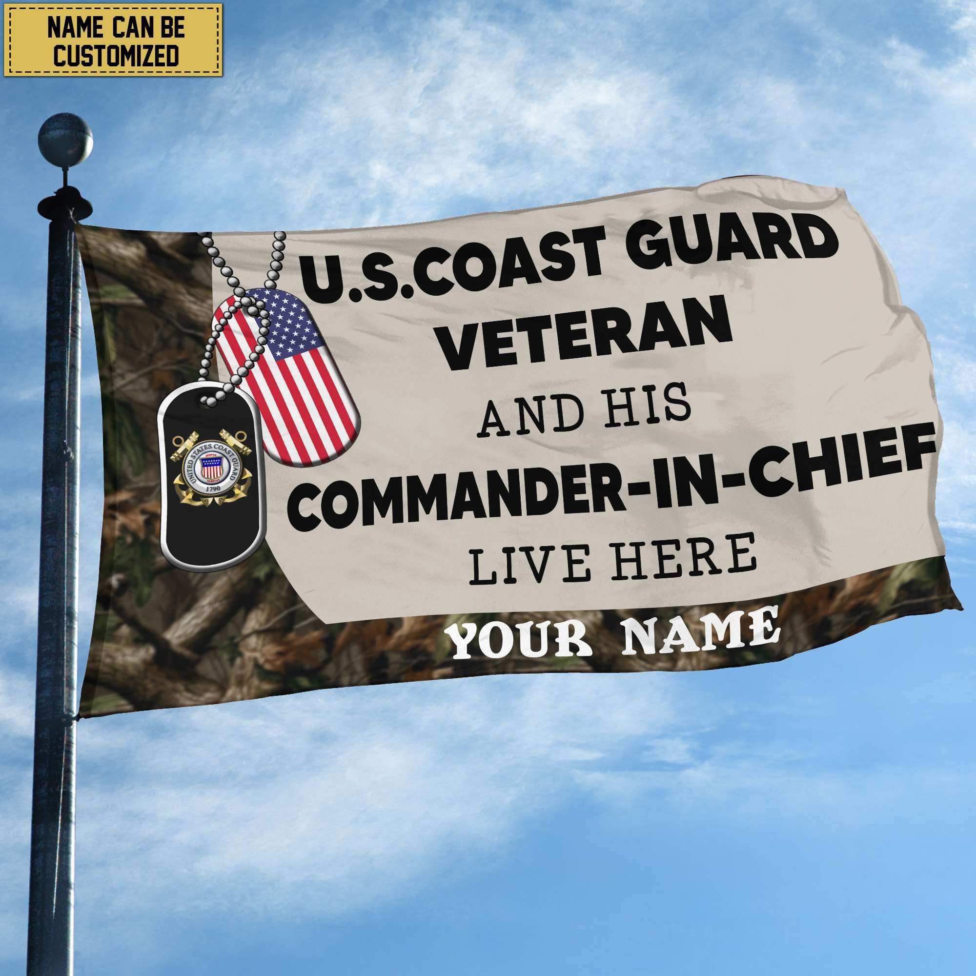 USCG Personalized American Flag, Gift For Coast Guard Veteran, US Veteran Grommet Flag, Garden Flag, House Flag