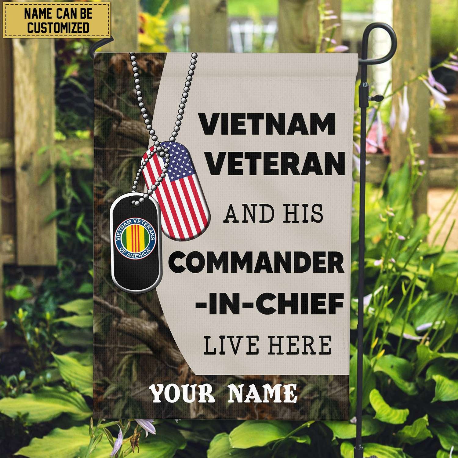 Vietnam Veteran Personalized American Flag, Gift For Vietnam Veteran, US Veteran Grommet Flag, Garden Flag, House Flag