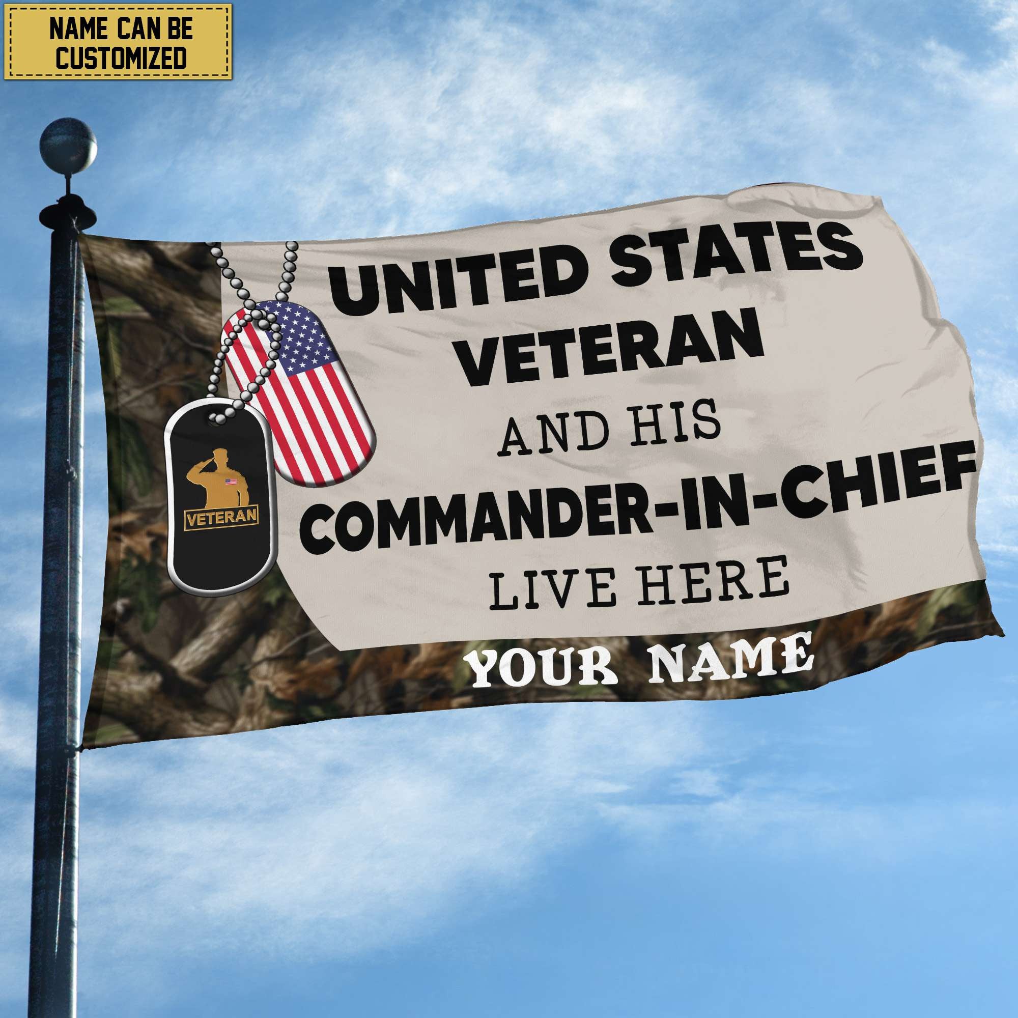 US Veteran Personalized American Flag, Gift For US Veteran, US Veteran Grommet Flag, Garden Flag, House Flag