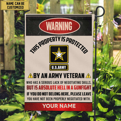 US Army Veteran Custom Name American Flag, Gift For Army Veteran Garden Flag - House Flag