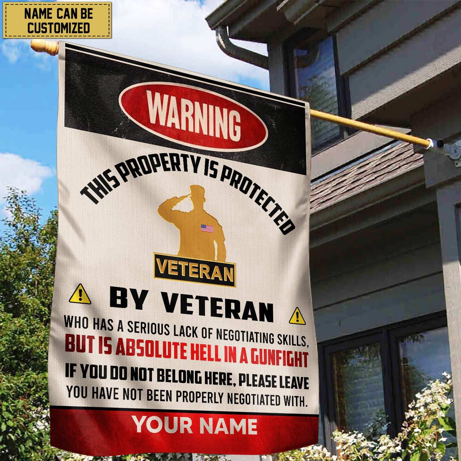 US Veteran Custom Name American Flag, Gift For US Veteran Garden Flag - House Flag