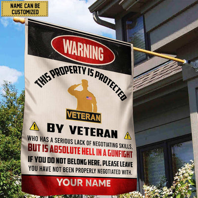 US Veteran Custom Name American Flag, Gift For US Veteran Garden Flag - House Flag