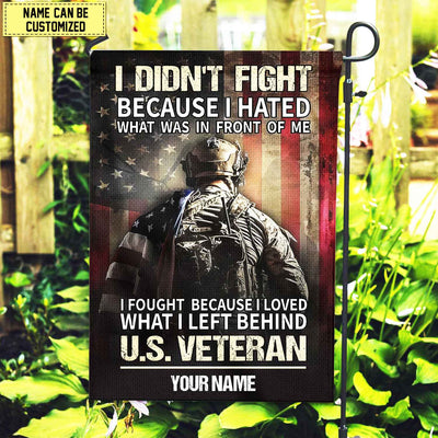 US Veteran Custom Name American Flag, Gift For US Veteran Garden Flag - House Flag