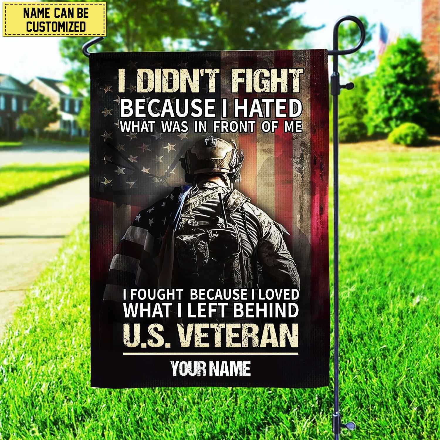 US Veteran Custom Name American Flag, Gift For US Veteran Garden Flag - House Flag