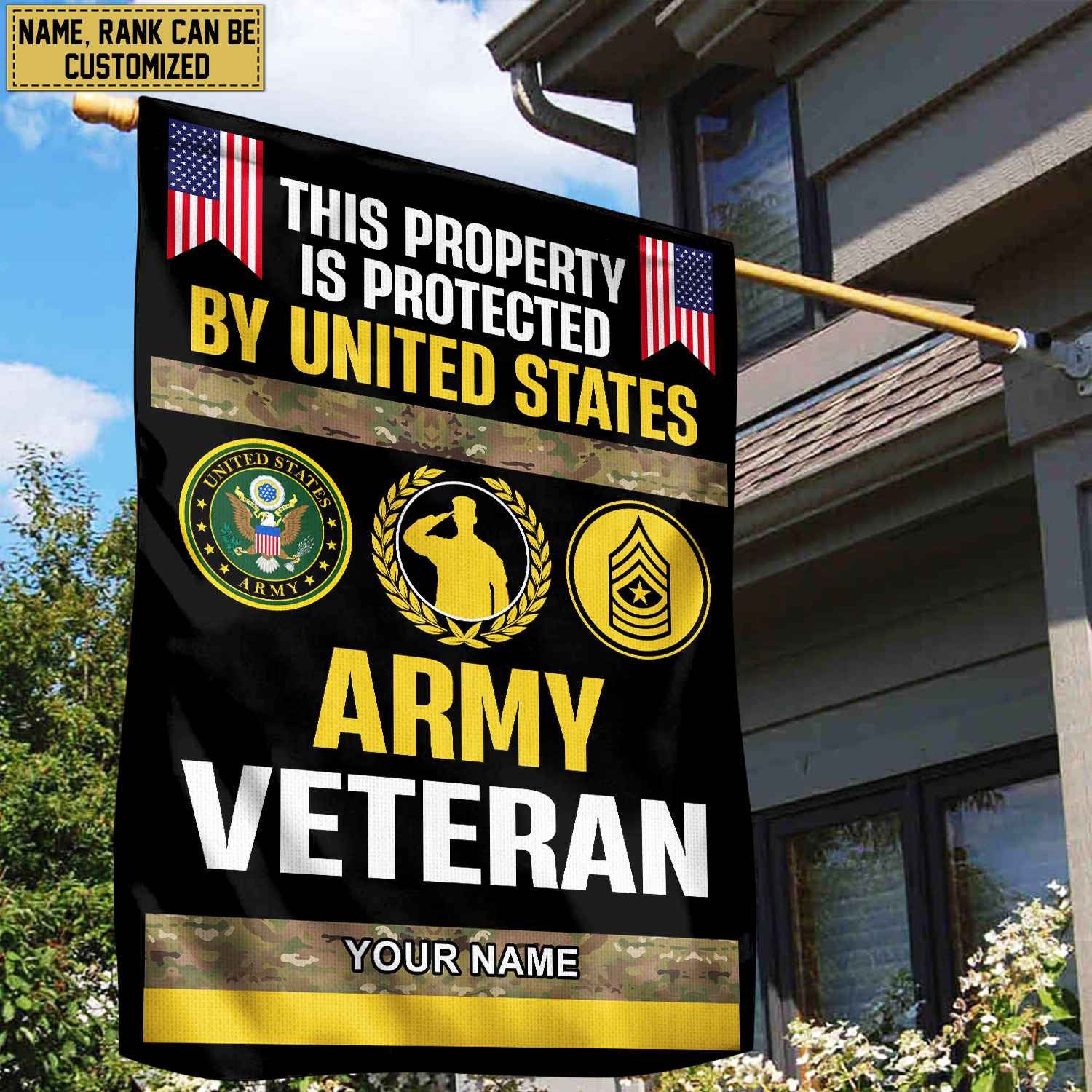 US Army Veteran Personalized American Flag, Gift For Army Veteran, US Veteran Grommet Flag, Garden Flag, House Flag
