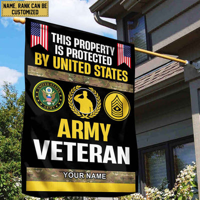 US Army Veteran Personalized American Flag, Gift For Army Veteran, US Veteran Grommet Flag, Garden Flag, House Flag