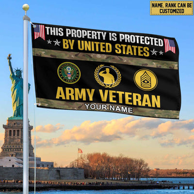 US Army Veteran Personalized American Flag, Gift For Army Veteran, US Veteran Grommet Flag, Garden Flag, House Flag