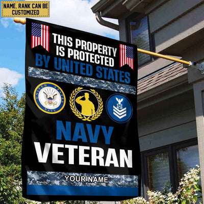 US Navy Veteran Personalized American Flag, Gift For Navy Veteran, US Veteran Grommet Flag, Garden Flag, House Flag