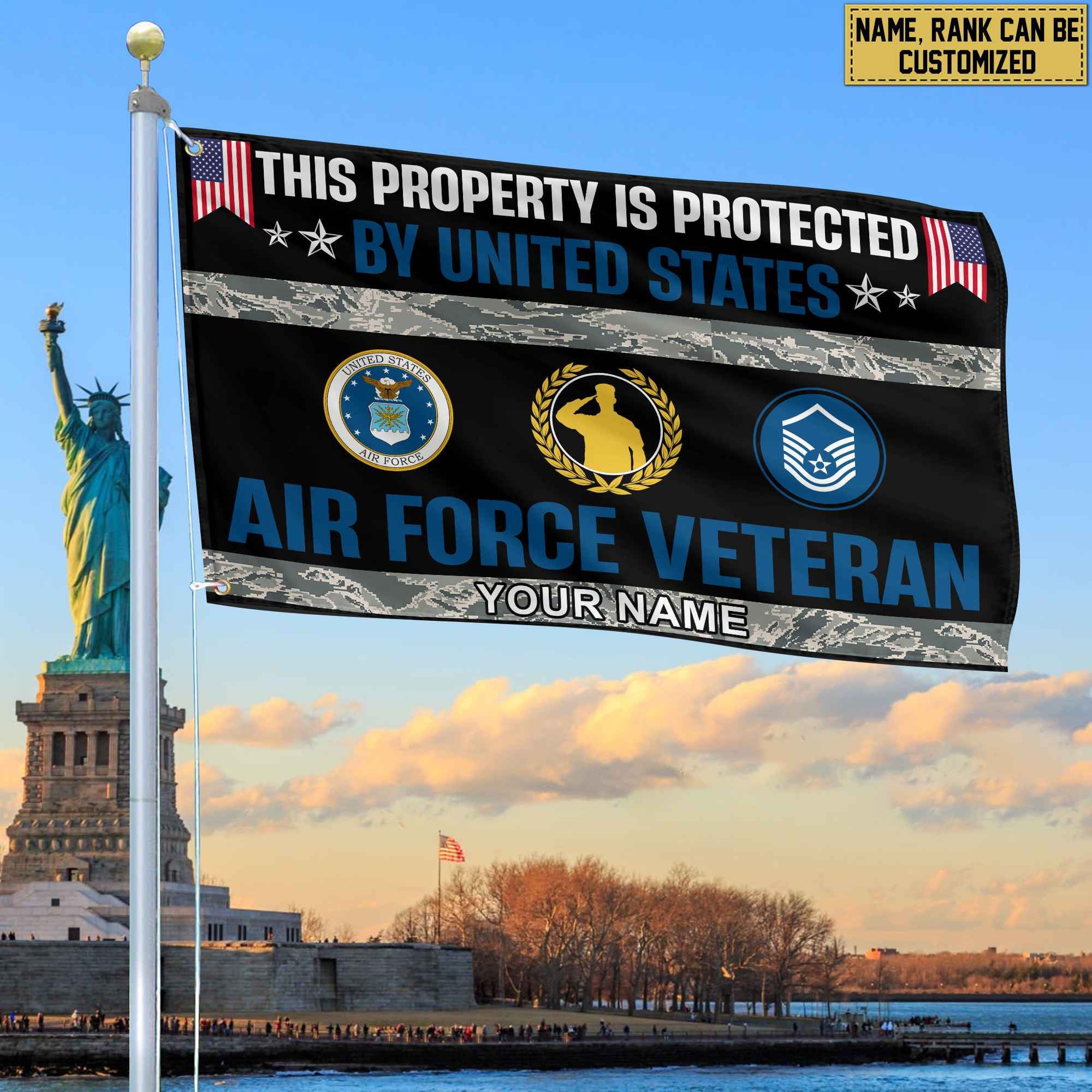 USAF Veteran Personalized American Flag, Gift For Air Force Veteran, US Veteran Grommet Flag, Garden Flag, House Flag