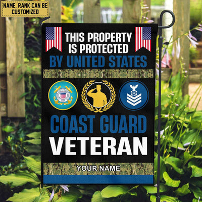 USCG Veteran Personalized American Flag, Gift For Coast Guard Veteran, US Veteran Grommet Flag, Garden Flag, House Flag