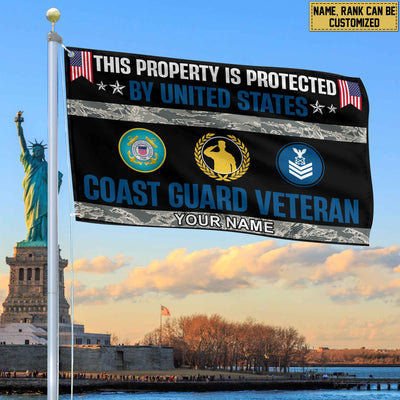 USCG Veteran Personalized American Flag, Gift For Coast Guard Veteran, US Veteran Grommet Flag, Garden Flag, House Flag