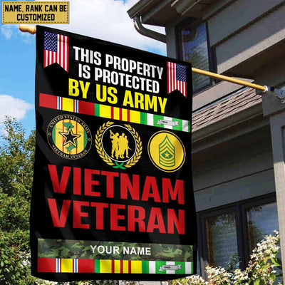 Vietnam Veteran Personalized American Flag, Gift For Vn Veteran, US Veteran Grommet Flag, Garden Flag, House Flag