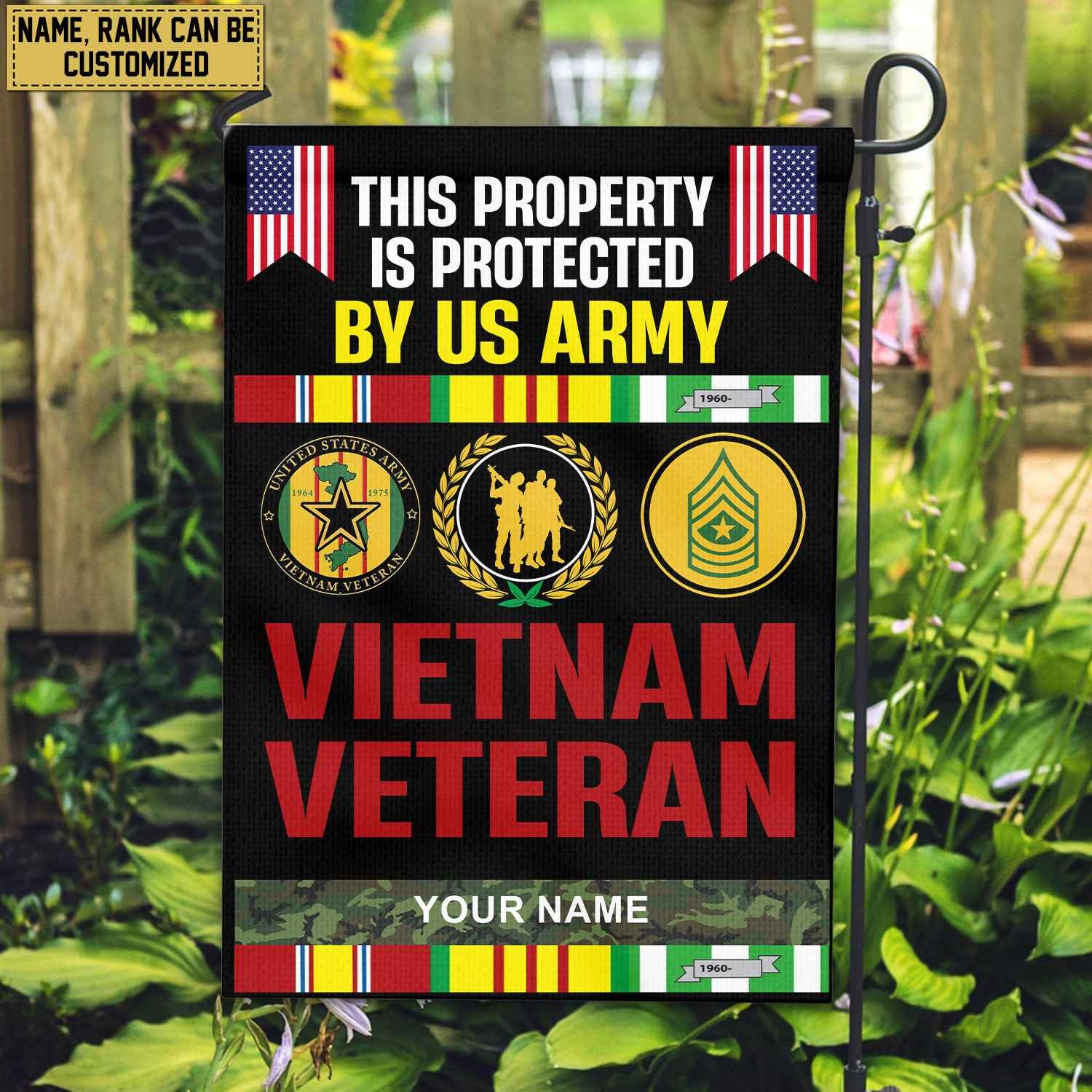 Vietnam Veteran Personalized American Flag, Gift For Vn Veteran, US Veteran Grommet Flag, Garden Flag, House Flag