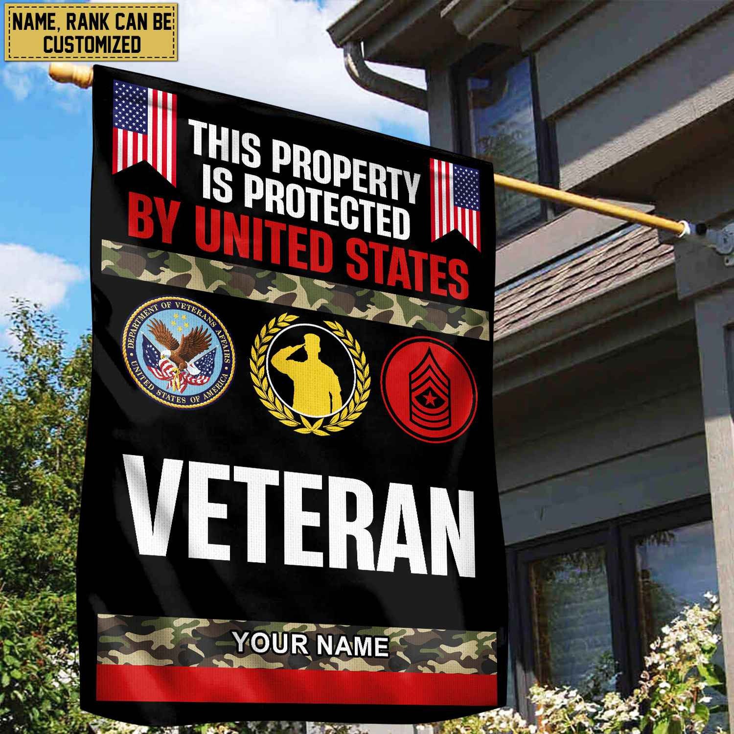 US Veteran Personalized American Flag, Gift For US Veteran, US Veteran Grommet Flag, Garden Flag, House Flag
