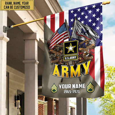 Premium Custom Name, Rank US Army Veteran Flag, Gift For Army Veteran Garden Flag - House Flag