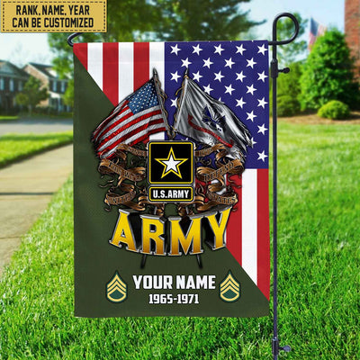 Premium Custom Name, Rank US Army Veteran Flag, Gift For Army Veteran Garden Flag - House Flag