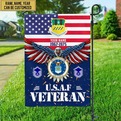 USAF Veteran Flag, Custom Name, Rank, Unit Gift For Air Force Veteran Garden Flag - House Flag