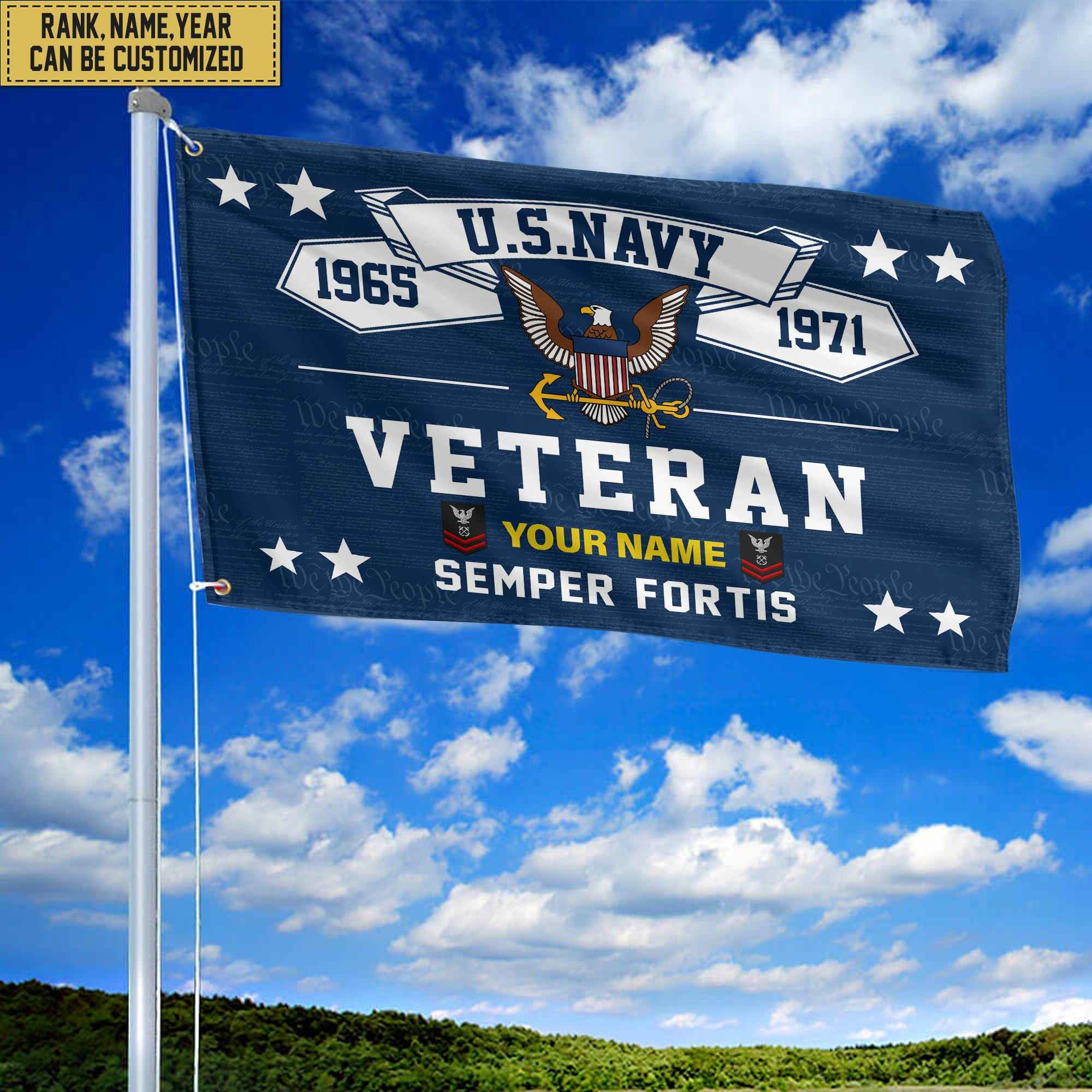 Premium Personalized US Navy Veterans Grommet Flag, Gift For Navy Veteran, Gift For Veterans Day, Memorial Day, Father's Day