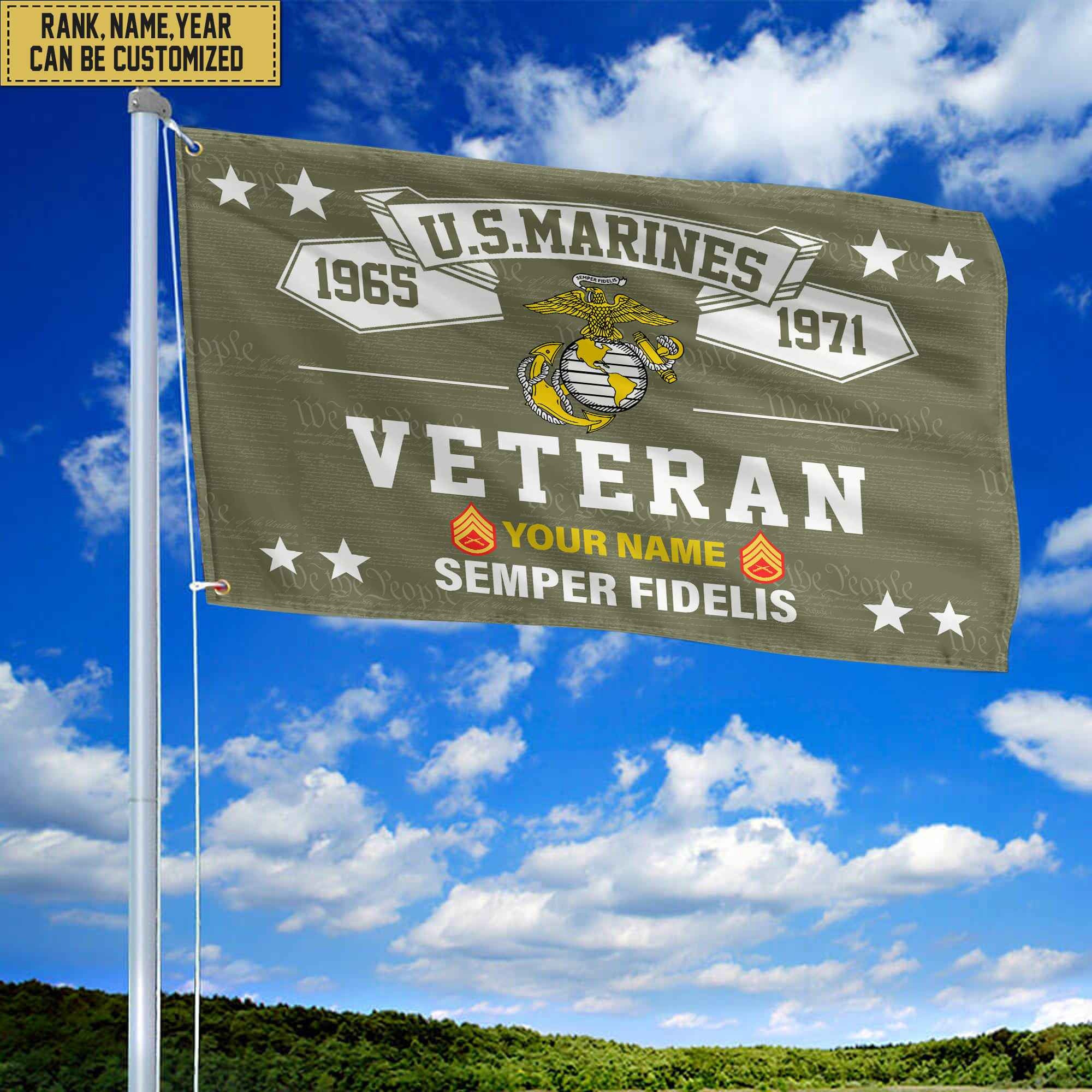 Premium Personalized USMC Veteran Grommet Flag, Gift For Marine Veteran, Gift For Veterans Day, Memorial Day, Father's Day
